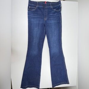 SPANX Flare Jeans Women's Large Tall Dark Wash Pull On Stretch Denim Bootcut